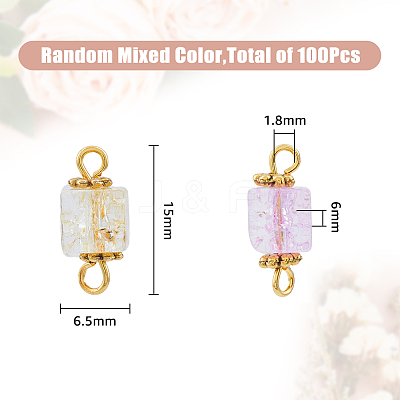 100Pcs Crackle Glass Connector Charms FIND-HY0001-35-1