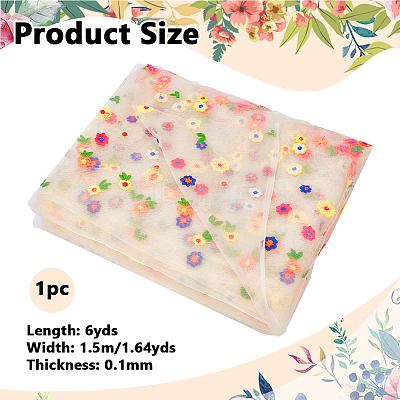 6 Yards Polyester Flower Mesh Embroidery Fabric DIY-NB0015-62-1