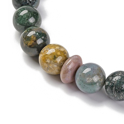 Natural Indian Agate Beads Stretch Bracelets BJEW-A025-01K-1