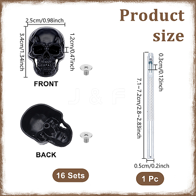 16 Bags Skull Alloy Decorative Rivets DIY-DR0007-75EB-1