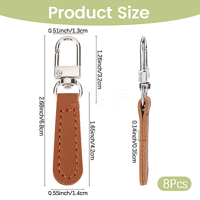 8Pcs PU Leather Zipper Pulls for Handbags Luggage and Jacket FIND-CL0002-09A-1