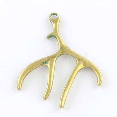 Deer Antler Zinc Alloy Big Pendants X-PALLOY-R065-075-FF-1