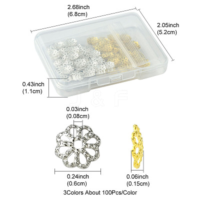 300Pcs 3 Styles Brass Bead Caps IFIN-FS0001-43-1