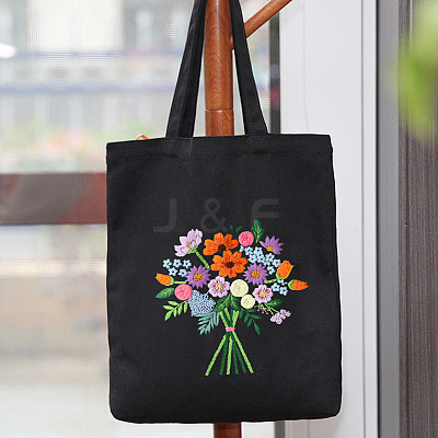 DIY Flower Bouquet Pattern Tote Bag Embroidery Kit PW22121379671-1