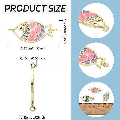 10Pcs Alloy Enamel Fish Links Connectors ENAM-YW0005-86A-1