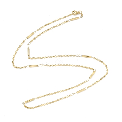 PVD Vacuum Plating 304 Stainless Steel Column Link Chains Necklace for Women STAS-E001-11G-1