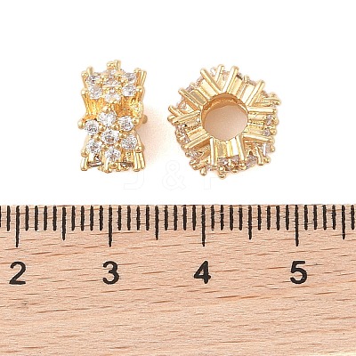 Brass Micro Pave Clear Cubic Zirconia European Beads KK-B100-005G-1