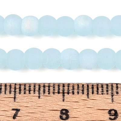 Frosted Imitation Jade Glass Beads Strands GLAA-T032-J4mm-MBB04-1