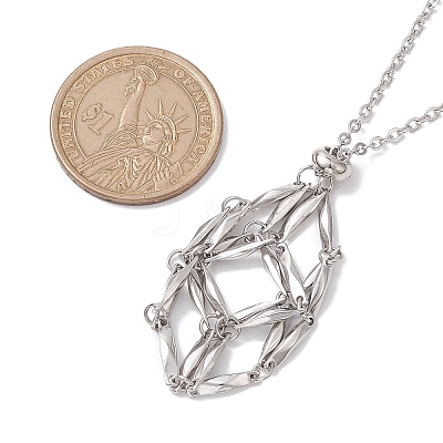 Crystal Stone Cage Pendant Necklaces NJEW-JN04758-03-1