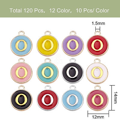 120Pcs 12 Colors Golden Plated Alloy Charms ENAM-SZ0001-64O-1