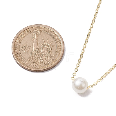 Round Acrylic Imitated Pearl Pendant Necklaces NJEW-JN04777-1