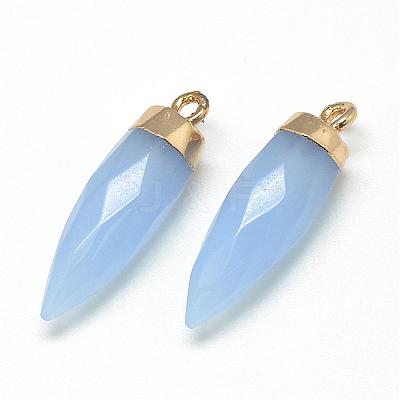 Natural White Jade Pointed Pendants G-Q495-07G-1