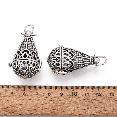 Rack Plating Brass Cage Pendants KK-S751-067AS-1