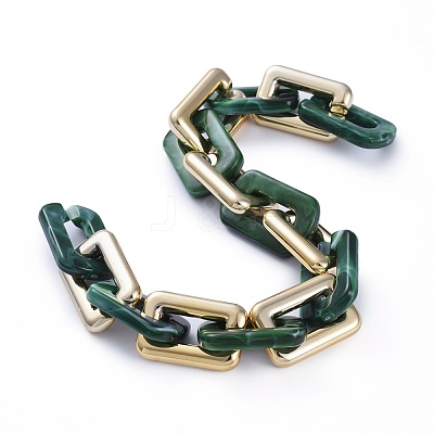 Handmade CCB Plastic Boston Link Chains AJEW-JB00683-01-1