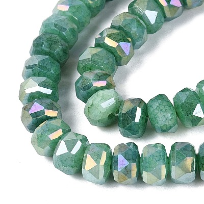 Electroplate Crackle Imitation Jade Glass Beads Strands EGLA-Q135-01A-C05-1