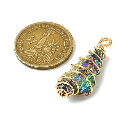 5Pcs Electroplated Natural Quartz Pendants PALLOY-JF03149-1