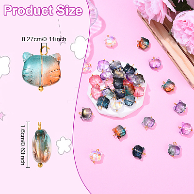 10Pcs Glass Pendants PALLOY-YW00061-01-1