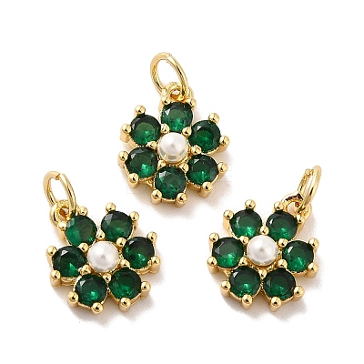 Rack Plating Brass Micro Pave Cubic Zirconia Charms KK-A160-22F-G-1