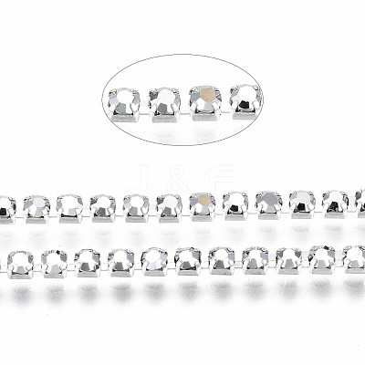 Electroplate Brass Rhinestone Strass Chains CHC-T006-SS6.5-01S-1