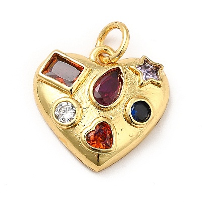 Brass Micro Pave Cubic Zirconia Pendants X-KK-H433-15G-1
