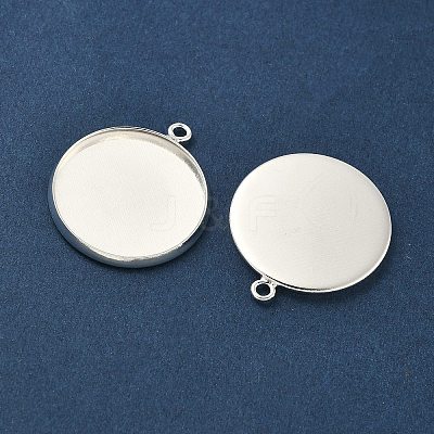 Flat Round Brass Pendant Cabochon Settings KK-K414-14G-S-1