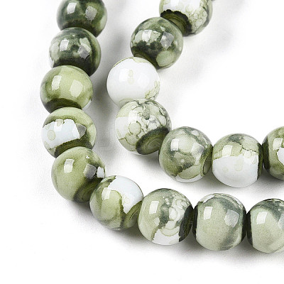 Baking Paint Glass Beads Strands X-DGLA-N003-8mm-C06-1