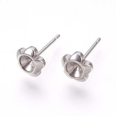 Non-Tarnish 201 Stainless Steel Post Stud Earring Settings STAS-I097-008P-1