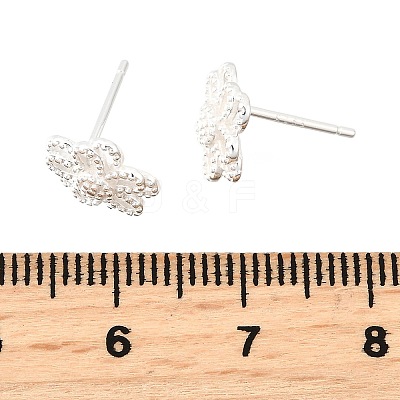 925 Sterling Silver Flower Stud Earrings EJEW-Q030-03S-1
