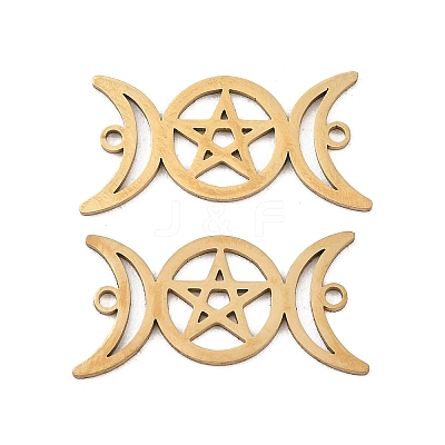 201 Stainless Steel Hollow Triple Moon Links Connector Charms STAS-I364-10G-1