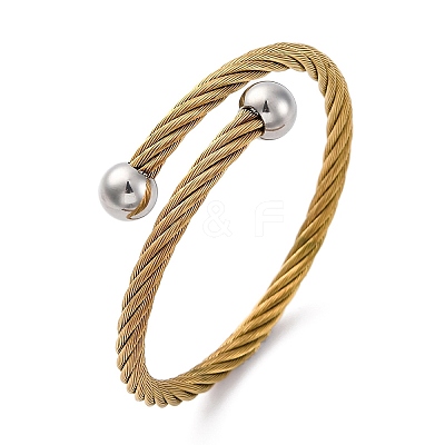 304 Stainless Steel Torque Bangles for Women BJEW-P310-19GP-1