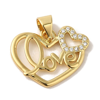 Rack Plating Brass Micro Pave Clear Cubic Zirconia Pendants KK-P267-05A-G-1