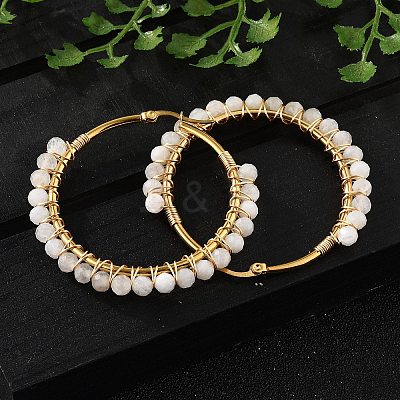 Beaded Hoop Earrings EJEW-JE03830-01-1