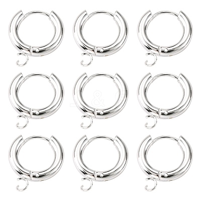 201 Stainless Steel Huggie Hoop Earring Findings STAS-P283-01C-S-1
