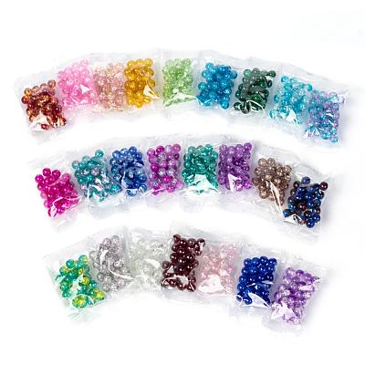 24 Colors Spray Painted Crackle Glass Beads CCG-JQ0001-03-8mm-1