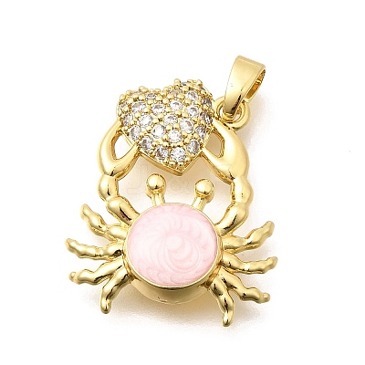 Brass Clear Cubic Zirconia Pendants KK-B187-01G-05A-1
