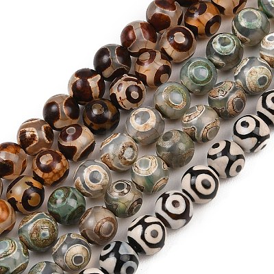 Tibetan Style dZi Beads G-G039-8mm-M-1
