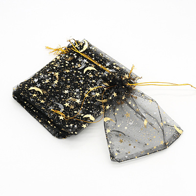 Hot Stamping Rectangle Organza Drawstring Gift Bags WG15067-19-1