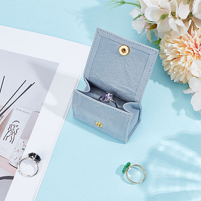 Bag Shaped Velveteen Ring Storage Boxes with Snap Button TP-WH0015-13C-1