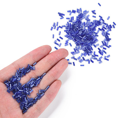 Transparent Colours Luster Glass Bugle Beads SEED-N005-001-A02-1