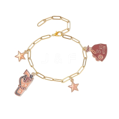 2Pcs 2 Styles West Cowboy Style Alloy Enamel Charm Bracelets BJEW-JB12521-1