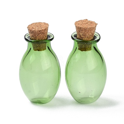 Oval Glass Cork Bottles Ornament X1-AJEW-O032-03F-1