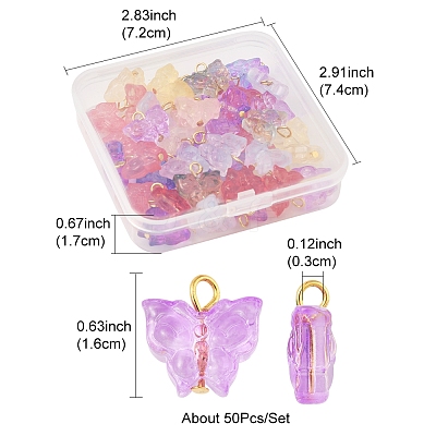 50Pcs Glass Pendants PALLOY-FS00015-1