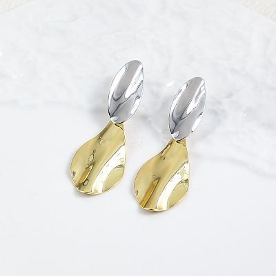 Brass Dangle Stud Earrings EJEW-S262-07GP-1