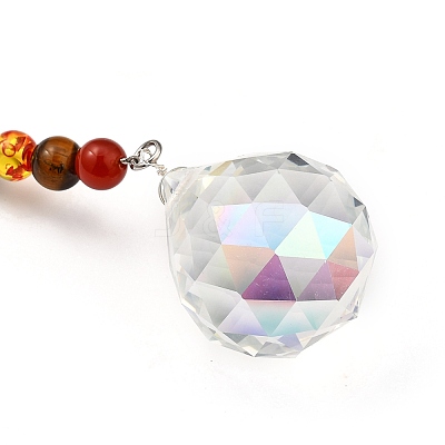 Chakra Round Ball Crystal Suncatcher Dowsing Pendulum Pendants PALLOY-JF00460-02-1