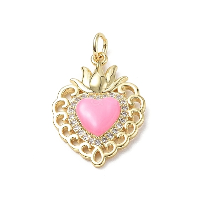 Eco-Friendly Rack Plating Brass Micro Pave Cubic Zirconia Pendants KK-F845-33G-05-1