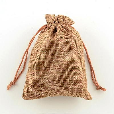 Polyester Imitation Burlap Packing Pouches Drawstring Bags ABAG-R004-18x13cm-03-1