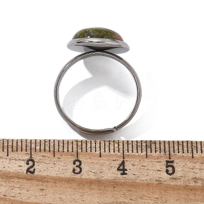 Half Round Natural & Synthetic Gemstone Finger Rings RJEW-M062-01P-23-1