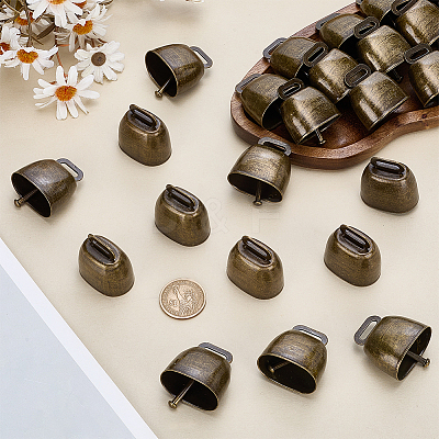 30Pcs Iron Bell Pendants IFIN-GO0001-05-1