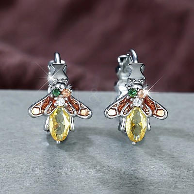 Brass Micro Pave Cubic Zirconia Huggie Hoop Earrings WG4D997-01-1