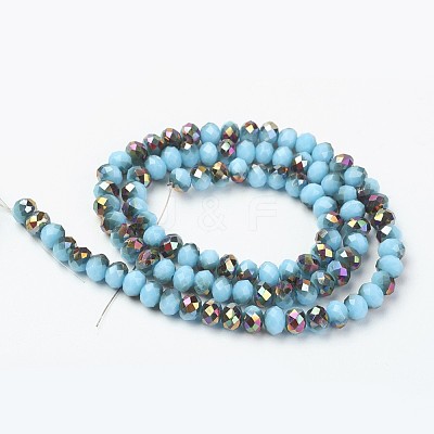 Electroplate Opaque Glass Beads Strands EGLA-A034-P8mm-R18-1